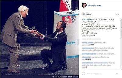 مجری سرشناس در برابر ظریف زانو زد + عکس